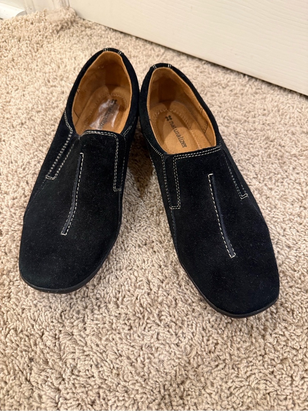 Naturalizer Black Suede Slip-On Loafers